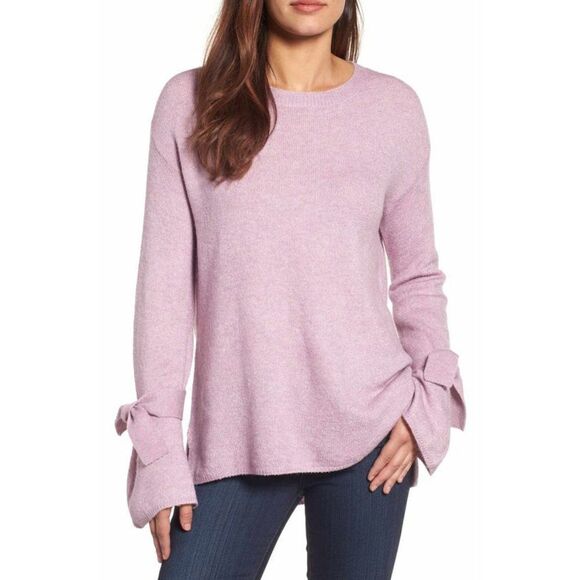 Nordstrom‎ Halogen Tie Bell Sleeve Pink Sweater - Picture 1 of 10
